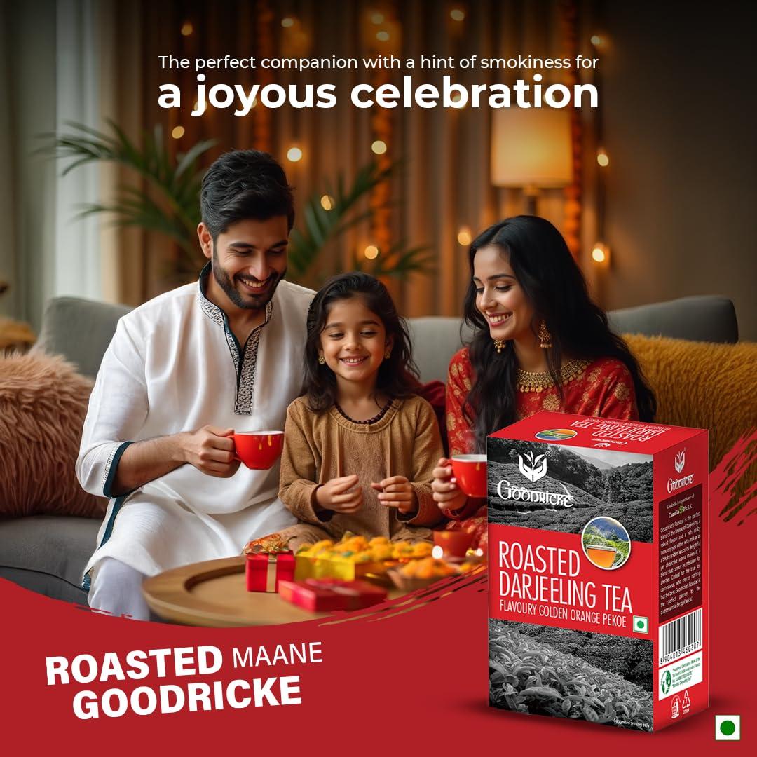 GOODRICKE GOODRICKE Roasted Darjeeling Tea-100 Gm(Pack Of 5) 100% Pure & Original Whole Long Loose Leaves Flavoury Golden Orange Pekoe Black Tea