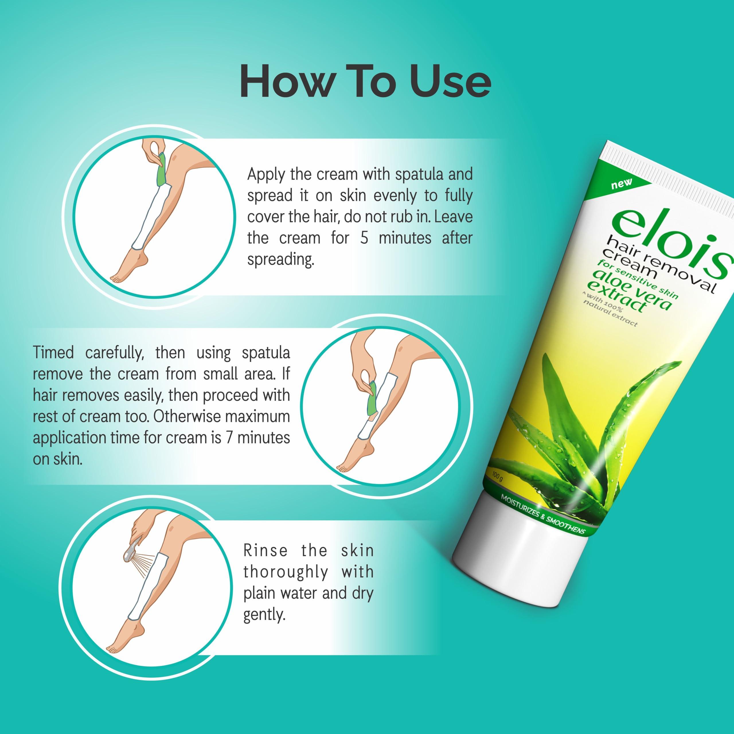 elois Elois Hair Removal Cream for Women With Aleo Vera Extract, Sensitive Skin(100g) 2x Longer Lasting Smoothness than Razors (Pack of 2)