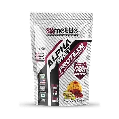 swasthum Getmymettle| Alpha Whey Protein|35.06g Protein|Whey Protein |Kesar Pista Delight,907G