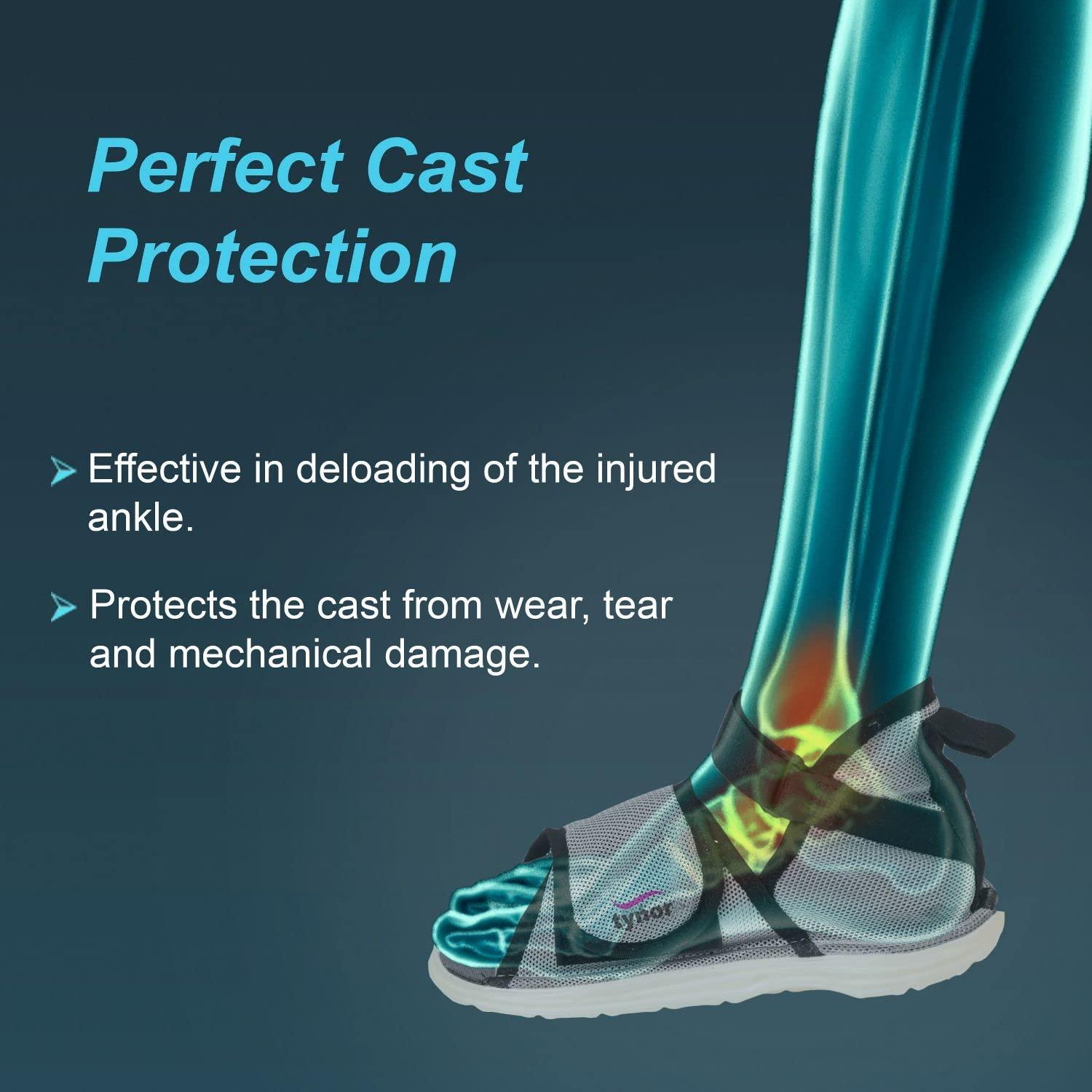 TYNOR TYNOR Ankle Brace, Black, Medium, 1 Unit Unisex Cast Shoe Rocker Sole, Grey, Large, 1 Unit