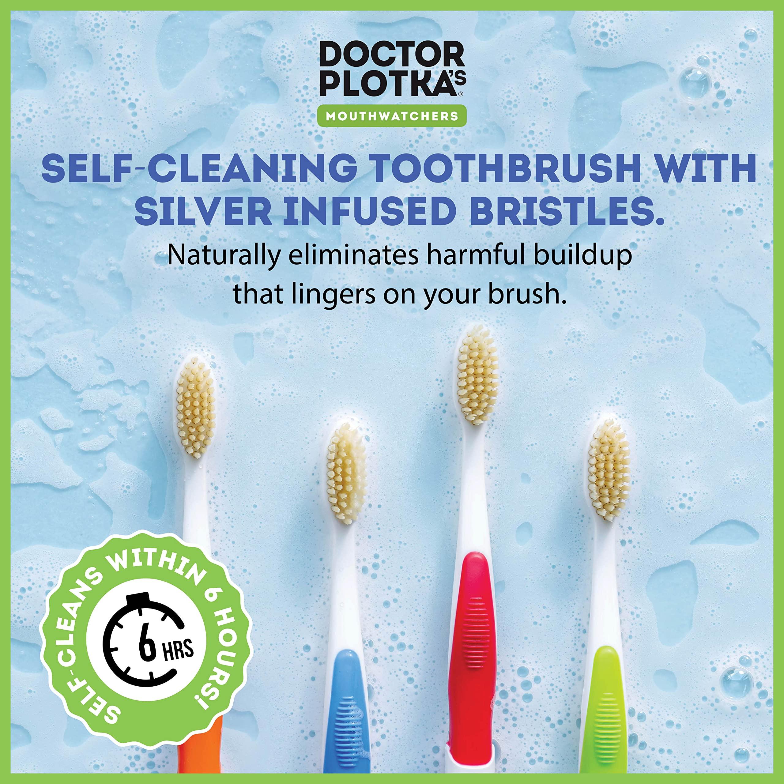 MOUTHWATCHERS MOUTHWATCHERS Dr Plotkas Extra Soft Kids Toothbrushes Manual Flossing Toothbrushes | Ultra Clean Toothbrushes | 2 Pack - Pink and Yellow Childrens Toothbrushes