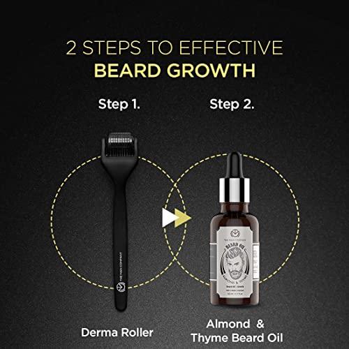 The Man Company The Man Company Beard Booster Duo | Derma Roller + Beard Oil | Activates Hair Follicles | Accelerates Beard Growth, Fuller & Thicker Beard | Improves Patchy Beard