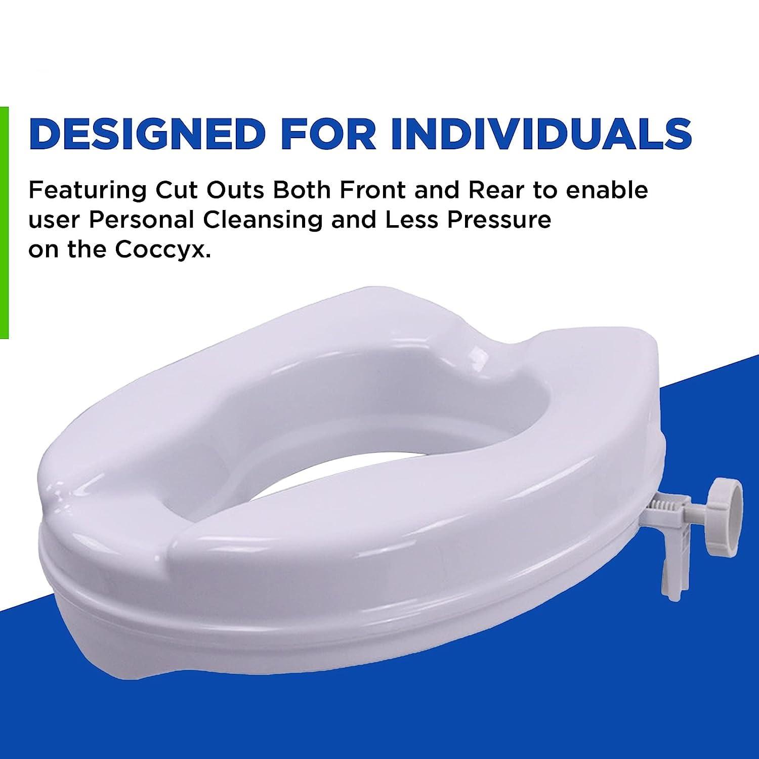 MCP Mcp Commode Seat Riser Without Lid Toilet Seat Height Raiser 6\" Elevator Extender 7060C|Plastic,Portable & Lightweight Fits In Egg/Oval Shaped Commode Only|For Handicap,Old Age People (White,6\")