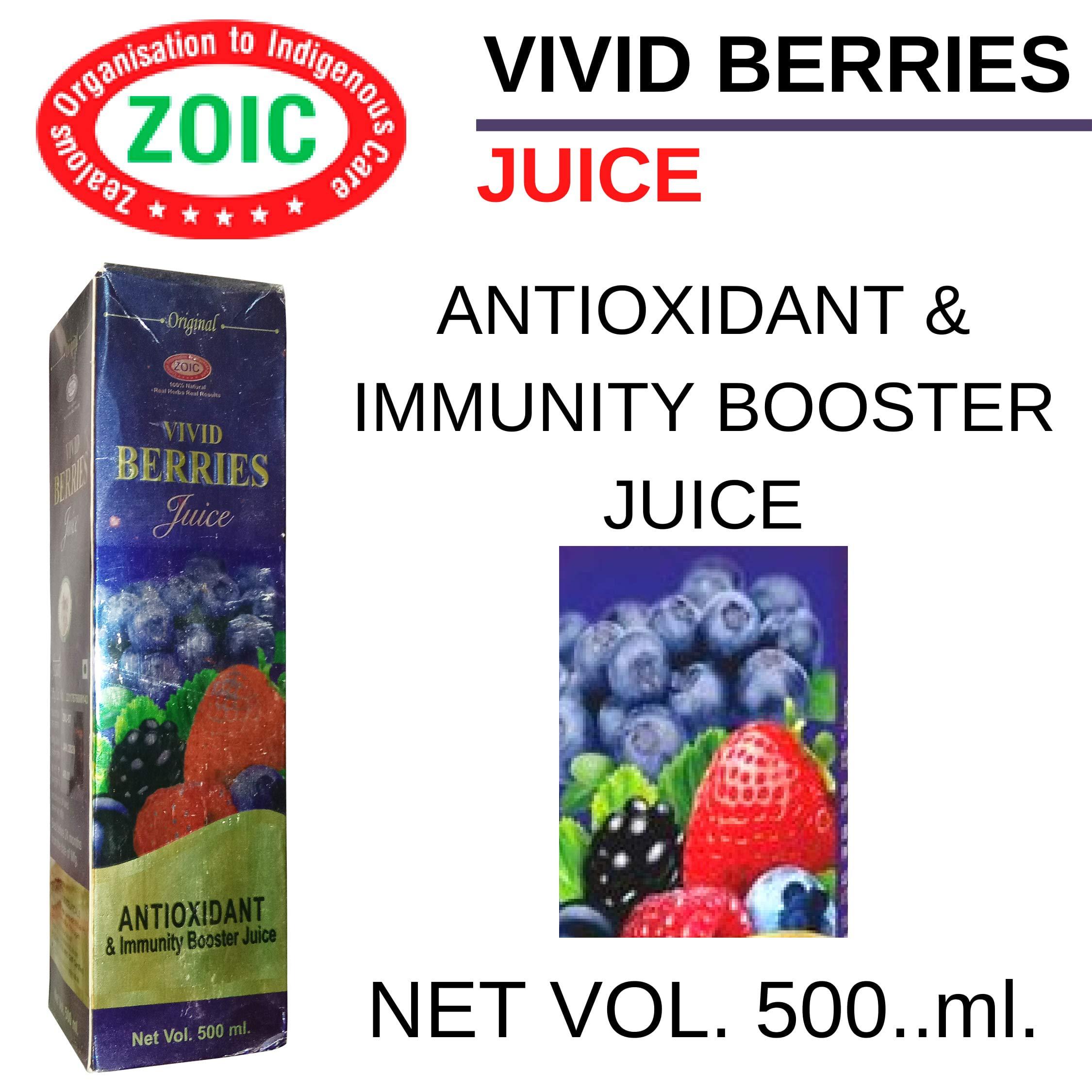 ZOIC ZOIC VIVID BERRIES JUICE 500ML ANTIOXIDANT & IMMUNITY BOOSTER JUICE -SEABUCKTHORN,ACAI BERRY,BLUE BERRY,MANGO STEEN,GOJI BERRY,NONI,GREEN TEA,ALOEVERA,AMLA,KIWI