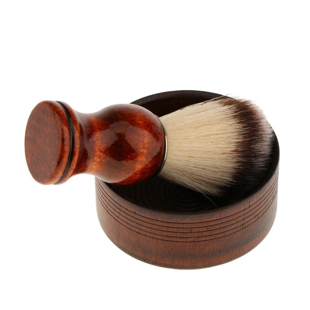 VMS INDIA VMS INDIA Wood Men\'s Bristle Shaving Brush Shave Mug Bowl Barber Beard Soap Cup Set