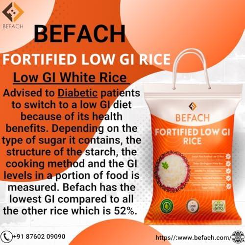 Befach 4x Befach Fortified Low GI Rice | Free of Pesticides, Non GMO, Certified Low GI & Low Sugar White Rice Perfect for Diet & Diabetic Patients | 4.5 kg (Pack of 3)