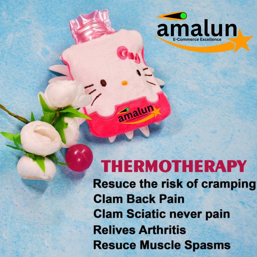 amalun Amalun Totoro Cartoon Small Hot Water Bag with Cover for Pain Relief (Pink)