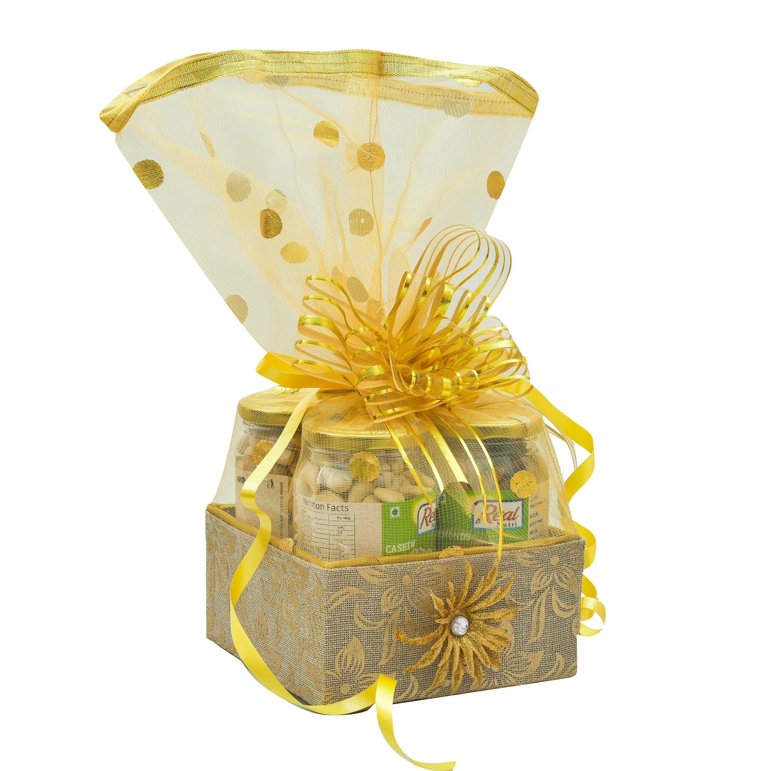 VT REAL NUTRI VT Real Nutri Rakhi With Dry Fruit Gift Hamper/Gift Baske/Box For Brother/Bhai/Bhabhi/Kids I Dry fruits I Mixed Nuts I Chocolates I Fancy Rakhi I 250 * 4(1000gm)