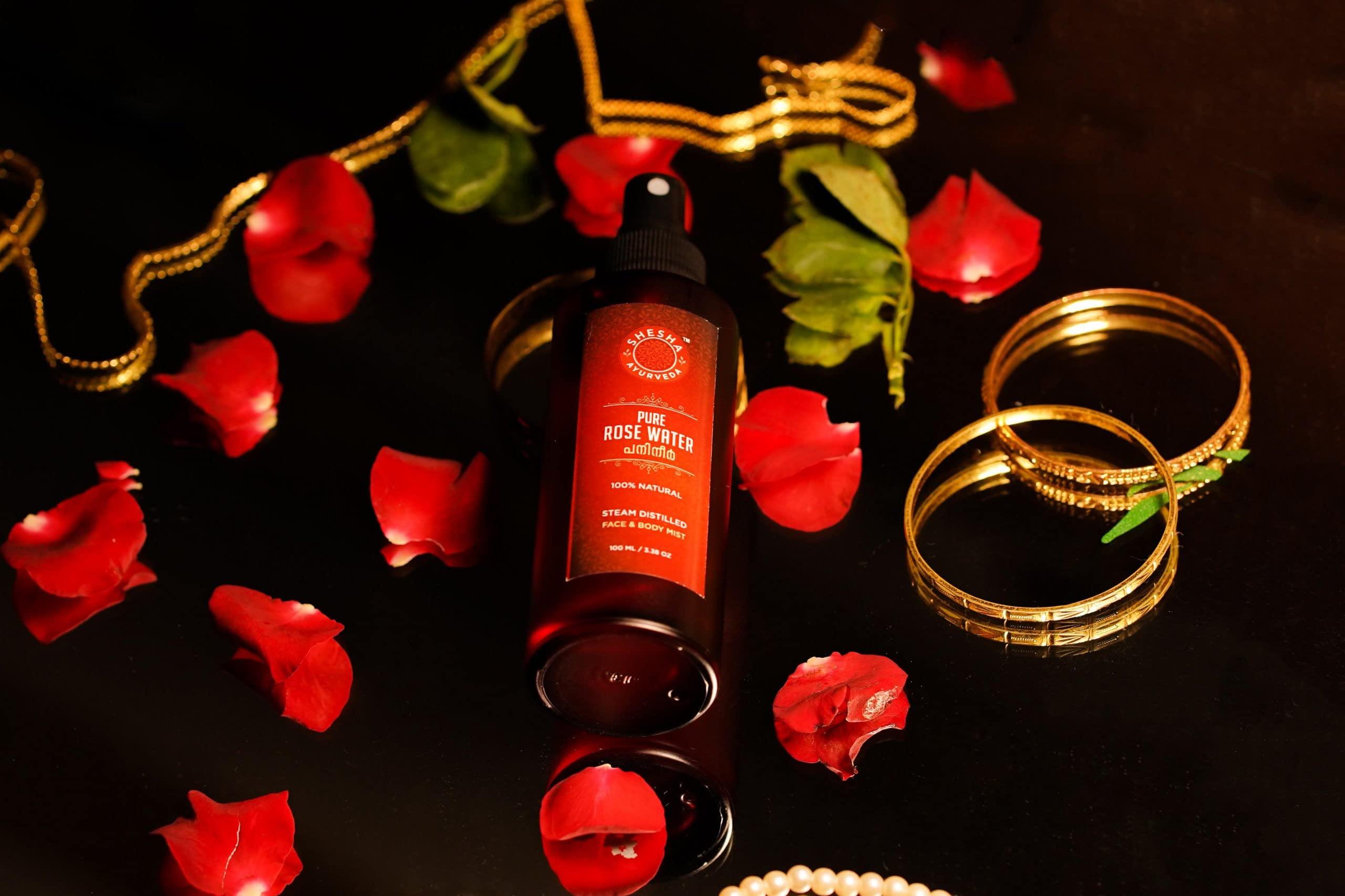 SHESHA NATURALS SHESHA NATURALS Ayurveda Kasturi Manjal (Wild/ Musk/ White Kasturi Turmeric Powder) Natural From Kerala Combo, White Turmeric, 25g, Rose Water Glass Bottle