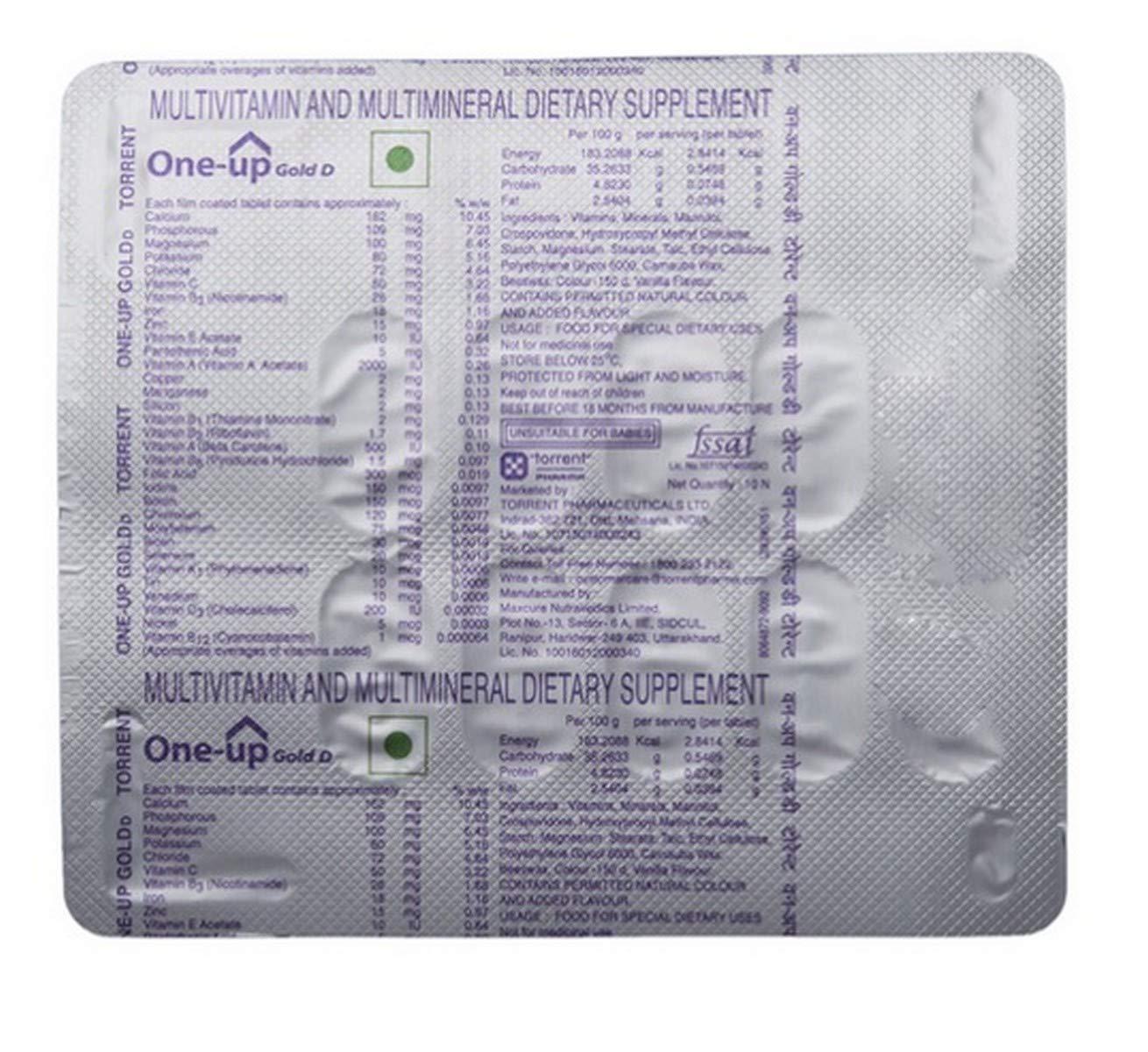 One Up One-Up Gold D - Strip of 10 Tablets