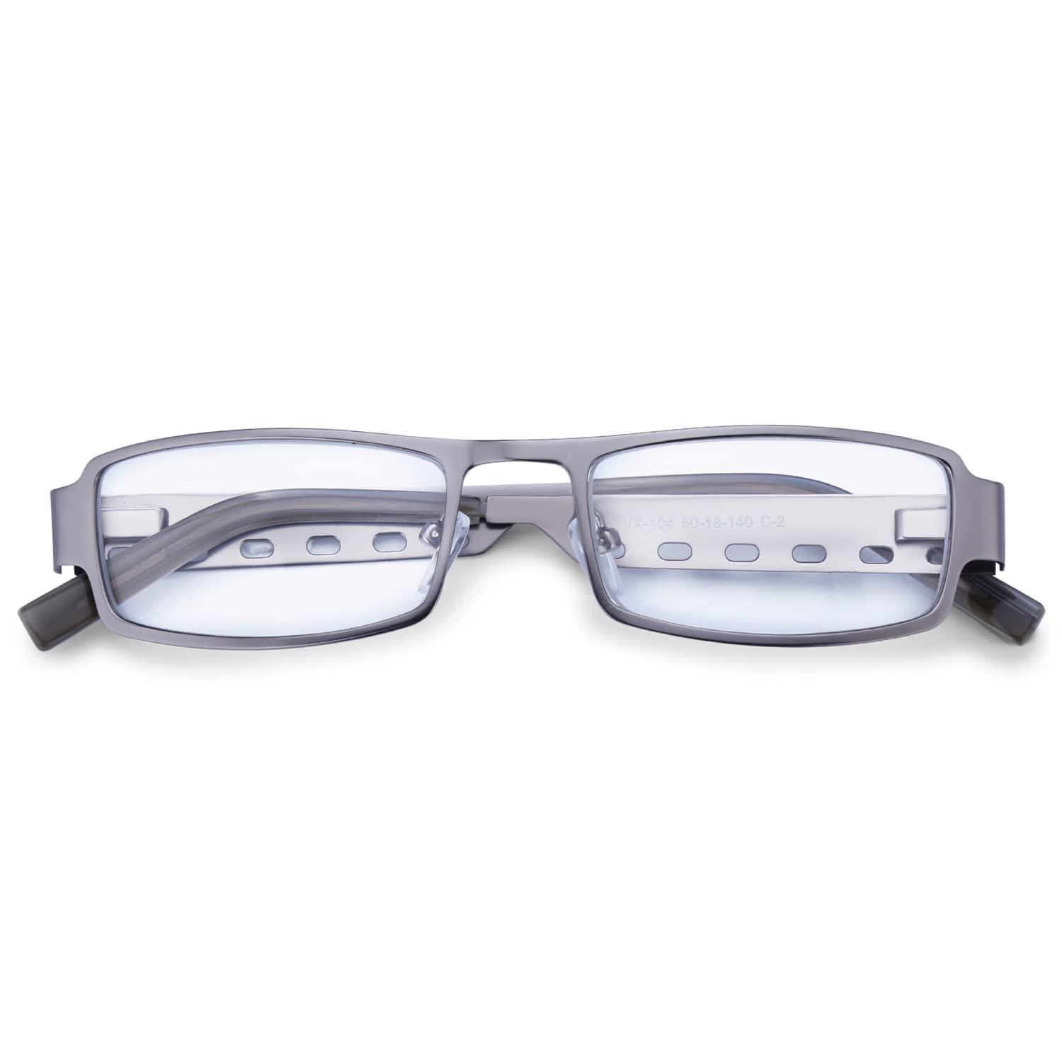 TIZIANO TIZIANO Full Rim Metal Reading Glasses with Spring Hinge (Model: Ditto VX-104 Gun metal +3.00 with Rectangular Eyeshape)