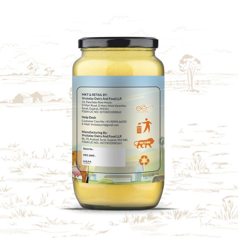 NETAR Netar Pure A2 Gir Cow Ghee 1 Ltr (Pack Of 2) | Vedic Bilona Two Way Hand Churned | Indiand Gir Cow Ghee, Natural & Healthy,| No Added Colour and Preservatives, | 1 Litre (Jar Pack Of 2).