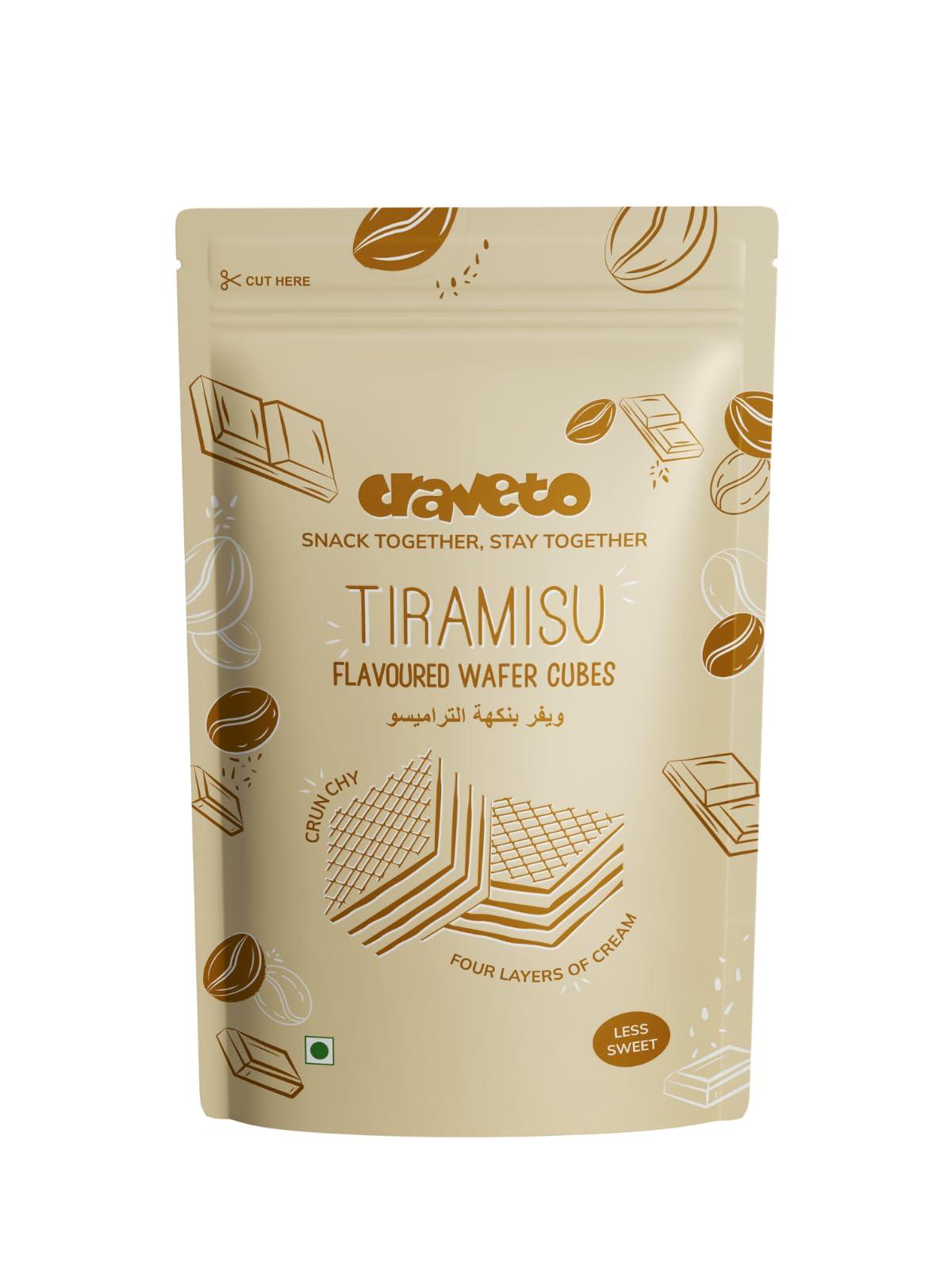 Craveto Craveto Tiramisu Wafer Biscuit Cubes | Wafer Layered with Coffee and Cream | 75g