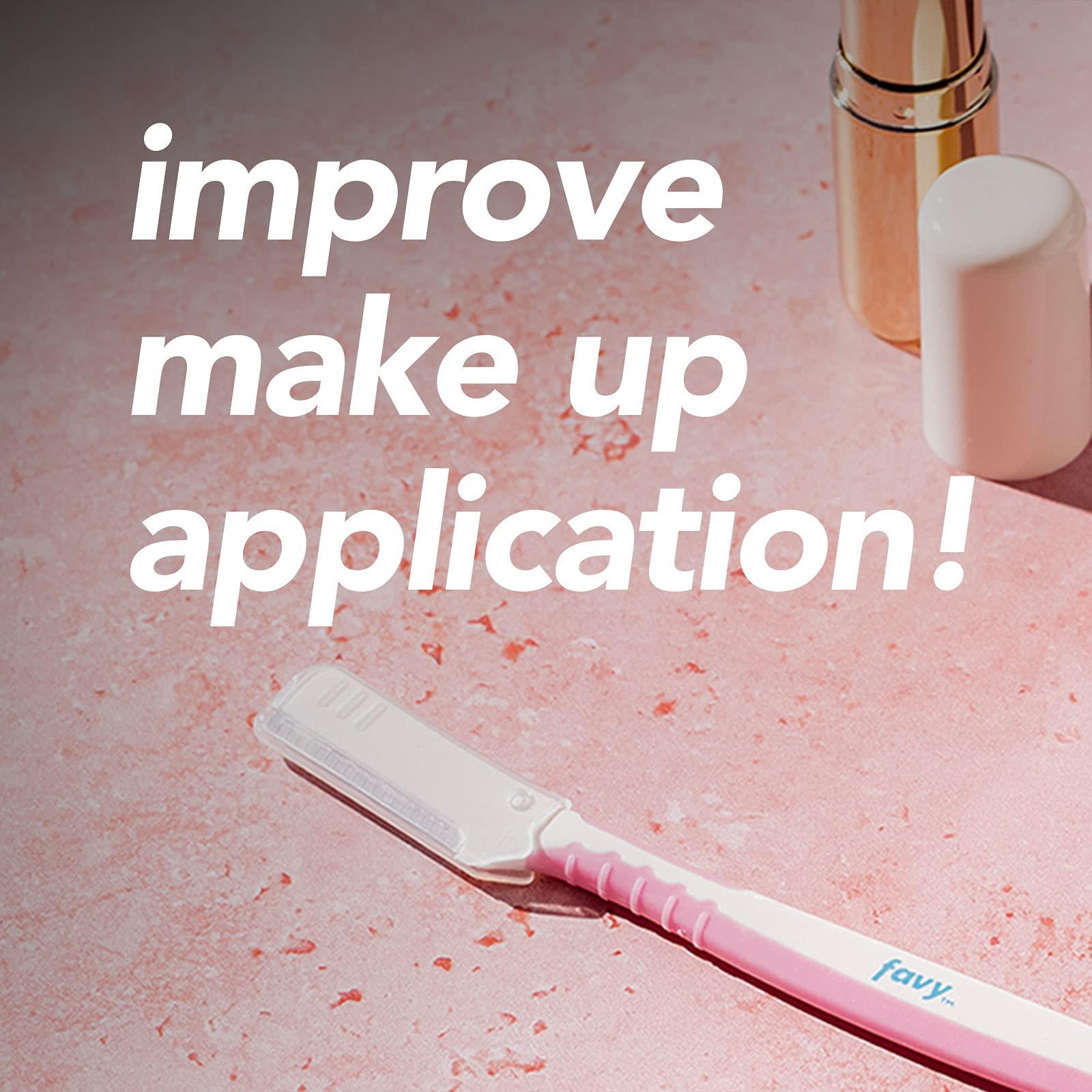 Favy Favy Facial Beauty Razor, Eyebrow Razor, Dermaplane Razor, Exfoliate your skin, Keep your skin clear, Make your face smooth, Remove peach fuzz, Allow for flawless makeup application, 3 Pack