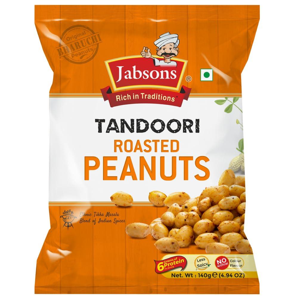 Jabsons Jabsons Roasted Peanut Tandoori Roasted - 140gm|Jumbo Bharuchi Flavoured Peanuts| Premium Roasted Moongfali |Ready to eat healthy snacks|Anytime Snack|Gluten free|Tandoori Flavour