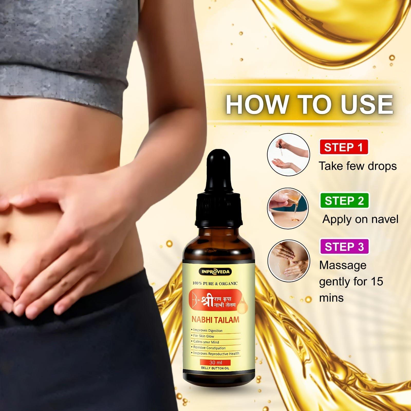 INPROVEDA Inproveda Sri Ram Kripa Nabhi Tailam 30ml |   2 x 30ml | Ayurvedic Nabhi Oil | Belly Button oil | Combo Pack of 02 = 60ml