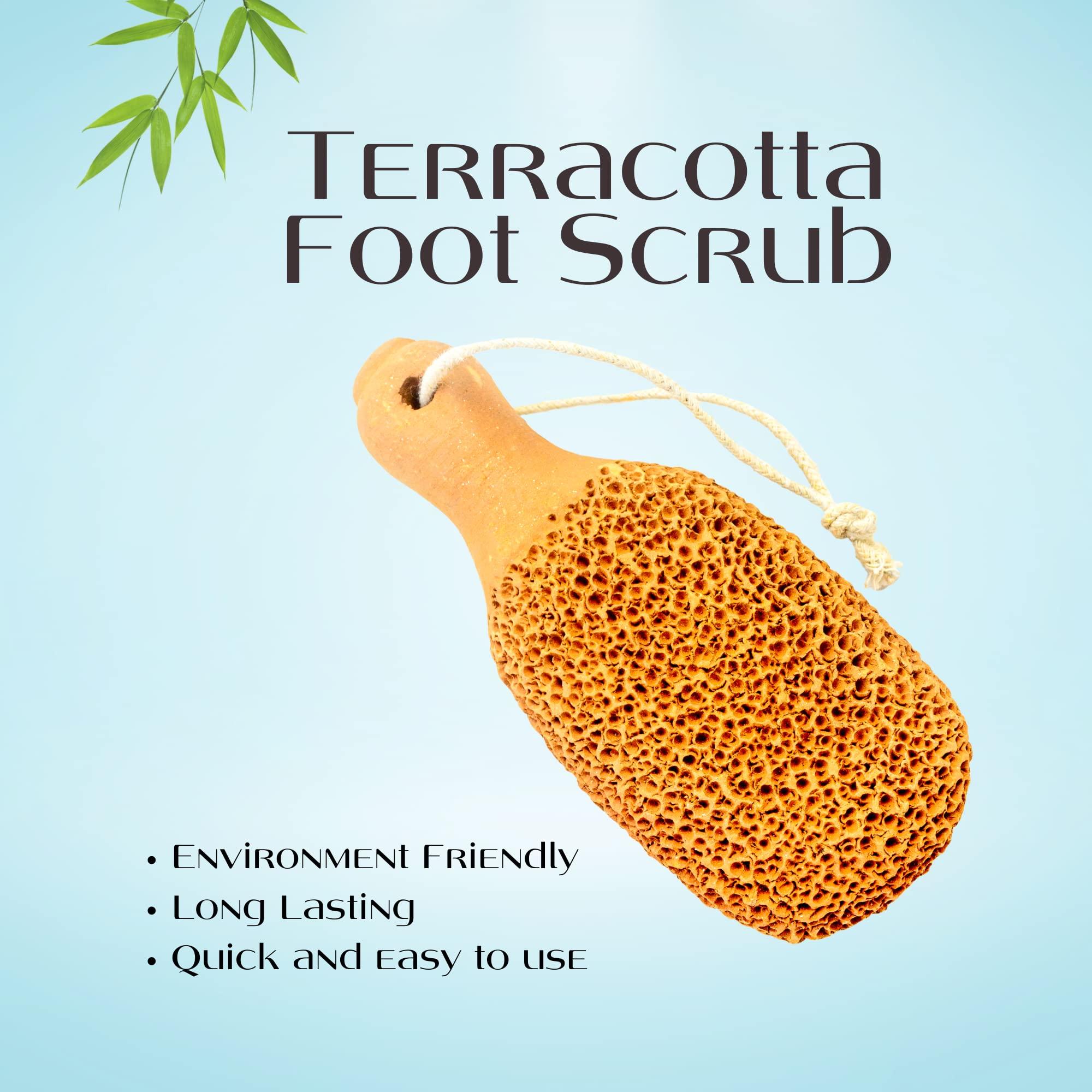 Avbodhan Avbodhan - Terracotta Foot Scrubber | Natural Pumice Stone | Dead Skin/Callus Remover | Standard - Bat Design