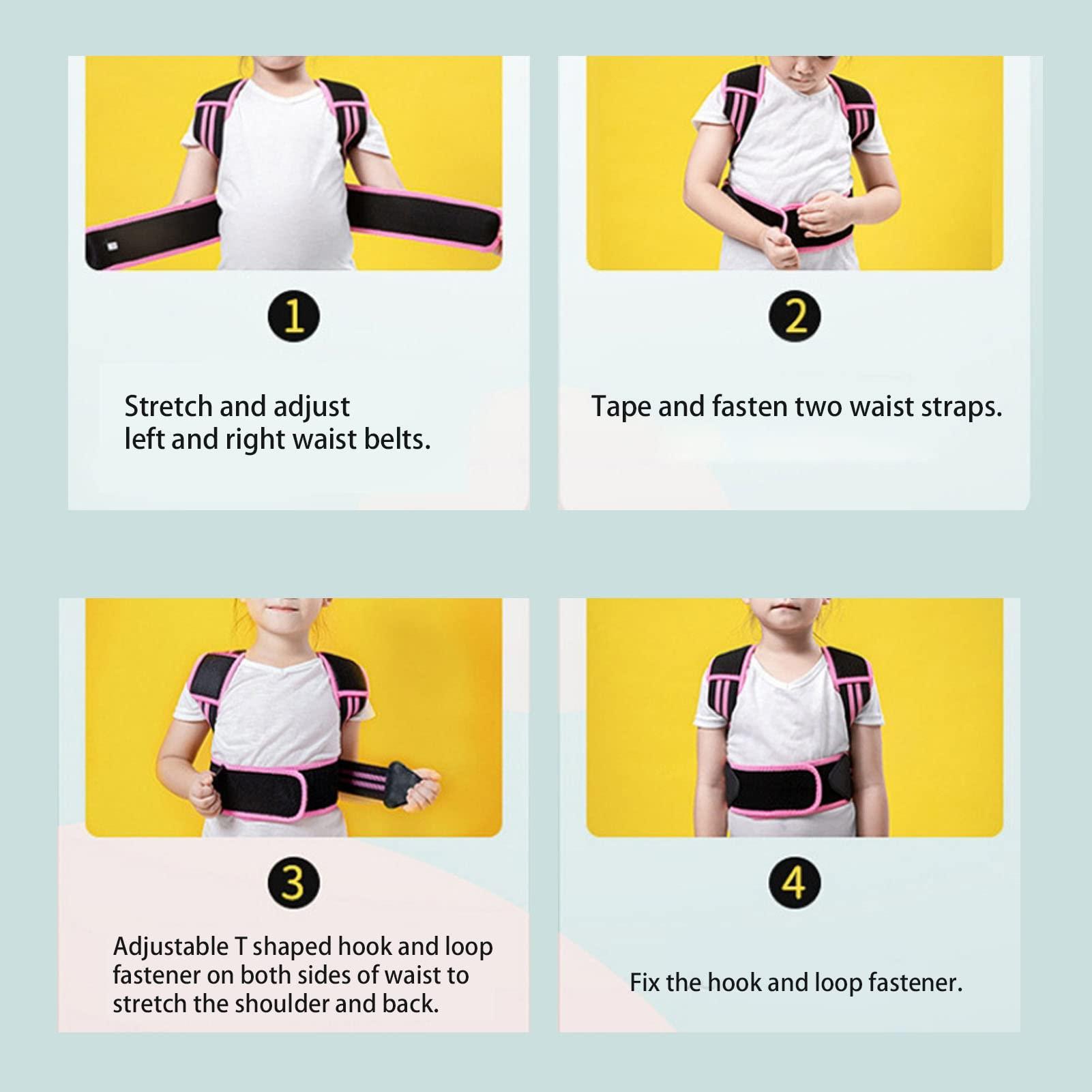 FOFY Posture Corrector, Back Straightener Easy Wearing Extended Shoulder Strap for Girl (Pink)