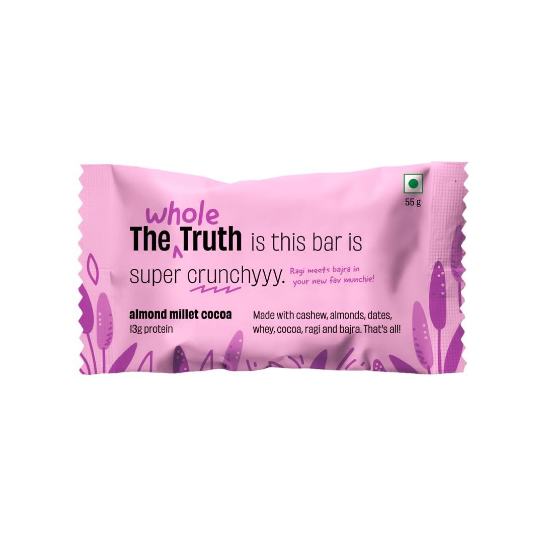 The Whole Truth The Whole Truth | 13g Protein Bar | Almond Millet Cocoa | Pack of 6 x 55g | No Refined Sugar | No Added Flavours | No Preservatives