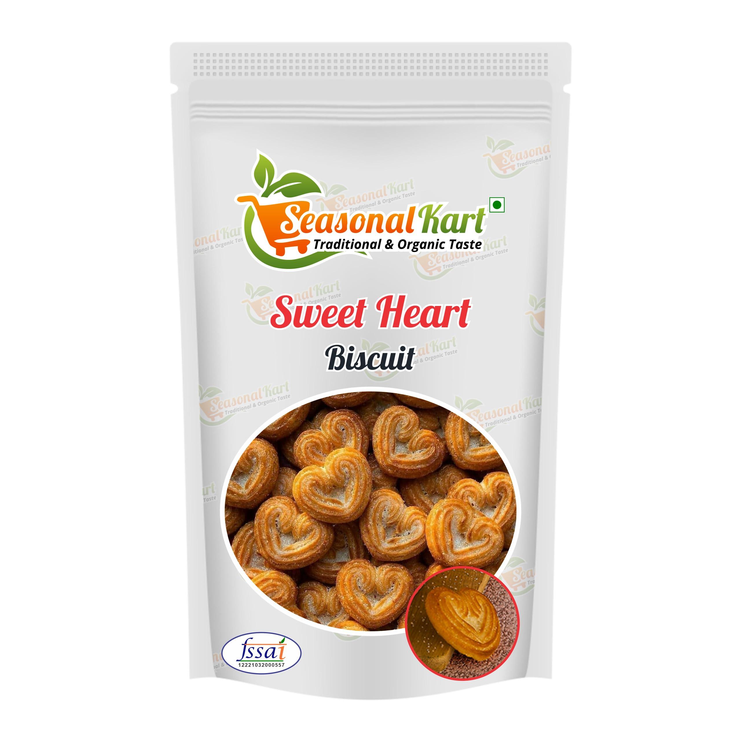 SEASONALKART SEASONALKART Combo Kaju Namkeen Biscuit and Sweet Heart Biscuits 800 Grams Each ||Chai (Tea) Time Snacks Total 1600 Grams