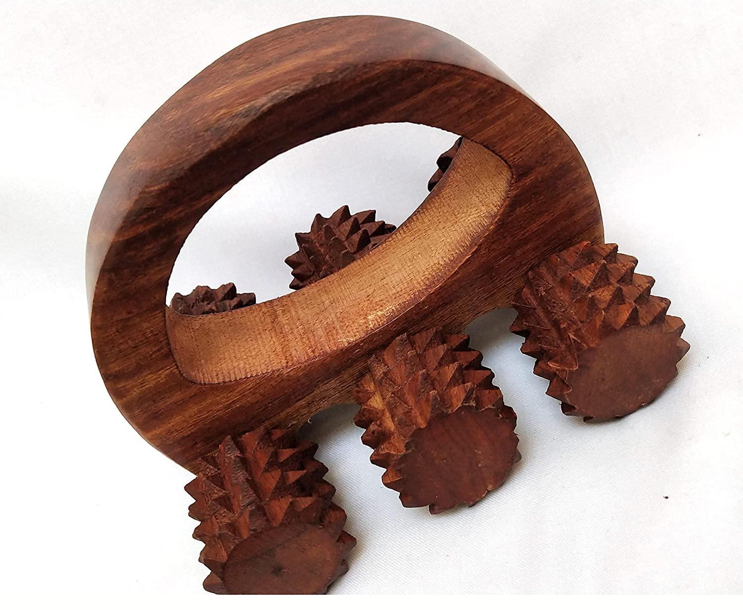 KINGSMAN STORE Boscaiola24 Kingsman store Wooden Back Bone Pain Relief, Acupuncture Roller Massager/ acupressure Manual Wooden Tool (Brown)|| accupressure tools wooden massager back roller