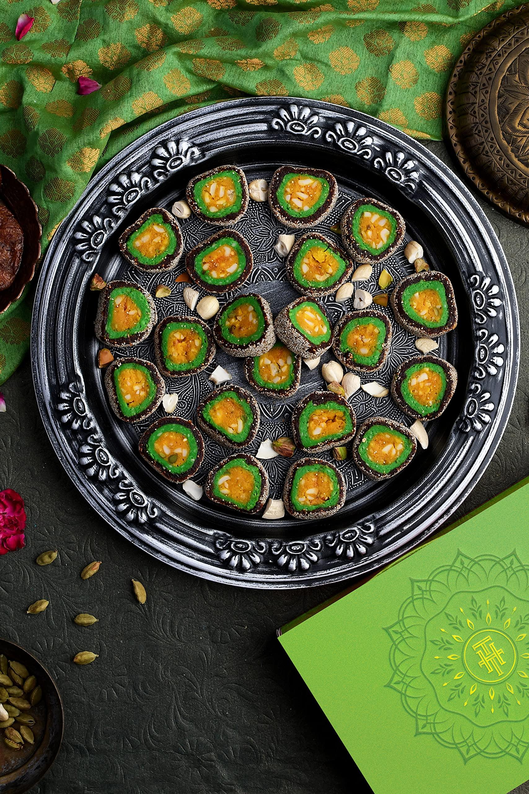 Hamam Dasta Rakhi with sweets for brother Kaju Kesar Rolls Anjeer Chakkar 500 Grams The House Of Treats Rakhi for brother combo Rakhi gift for brother with sweets Rakhi Combo Pack