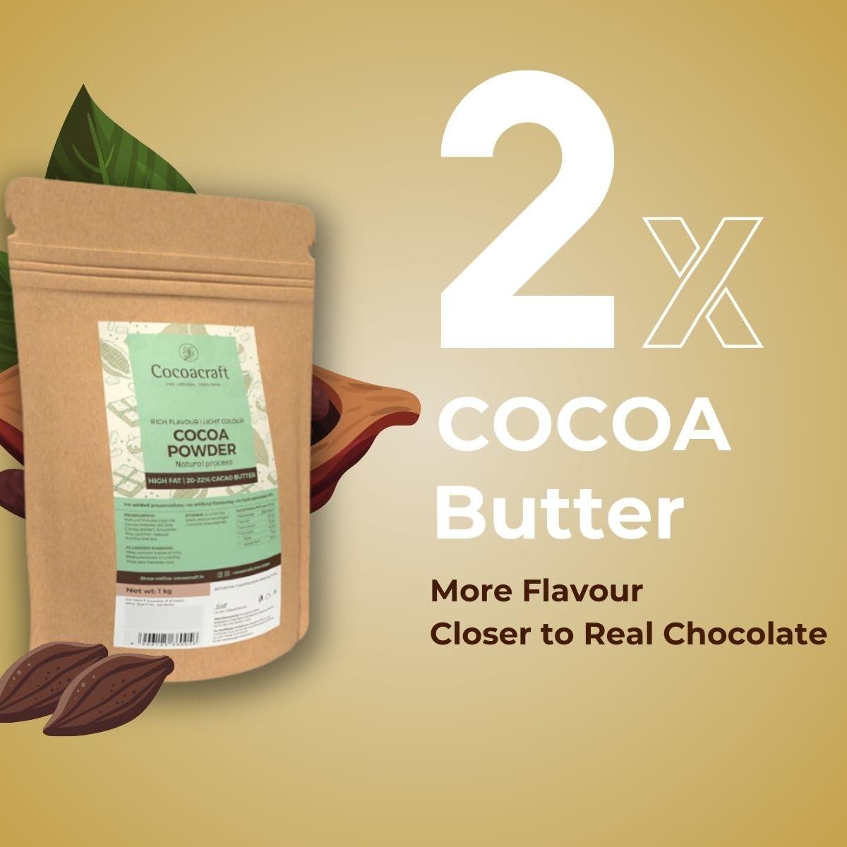 COCOACRAFT Cocoacraft Dark Cocoa Powder with 20% Cacao Butter (1KG) 100% Dutch Process | Handmade Artisanal Cocoa Powder from Kerala | Used in Baking, cooking, etc. (Natural Process, 1 Kg)