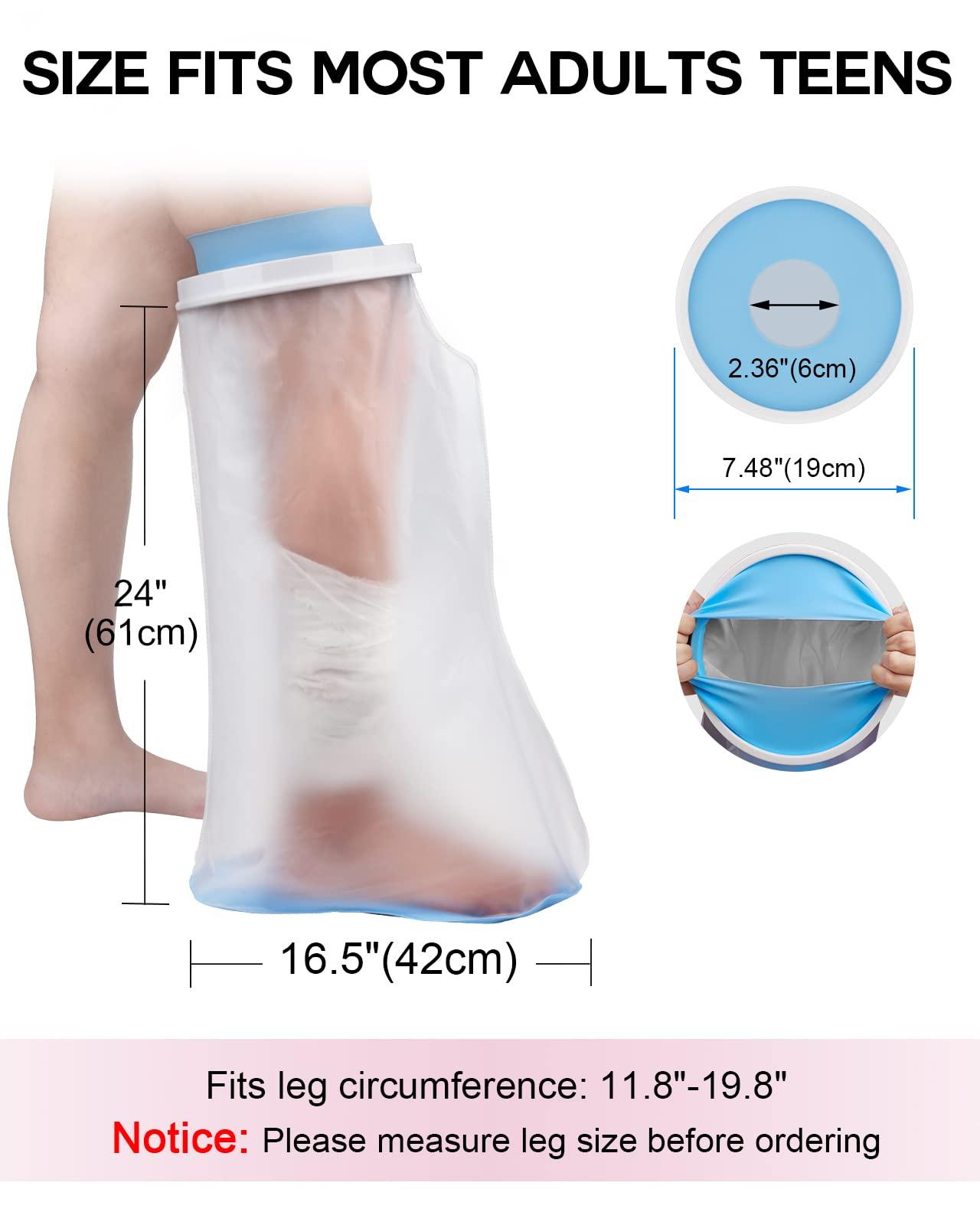 DNEOUXI DNEOUXI Waterproof Cast Covers for Shower Leg Adult, Cast Cover for Leg with Non-Slip Bottom, Watertight Leg Cast Protector for Knee Shank Foot Ankle Surgery Dressing Wound, Reusable