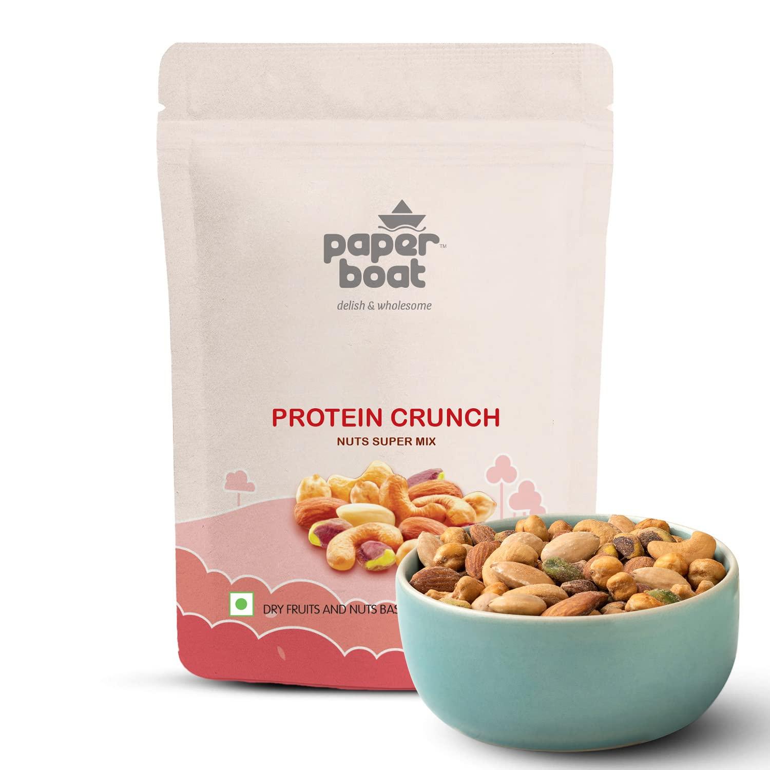Paper Boat Paper Boat Protein Crunch, Premium Nuts SuperMix, Healthy Trail Mix Dry Fruits | Almonds I Cashews I Pistachio I Chickpeas | Dryfruit Pouch (200 gm)