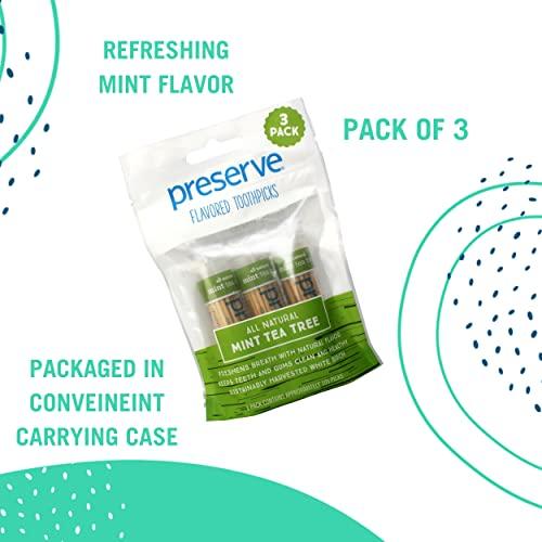 Preserve Preserve Flavored Toothpicks, Mint Tea Tree, 3 Count