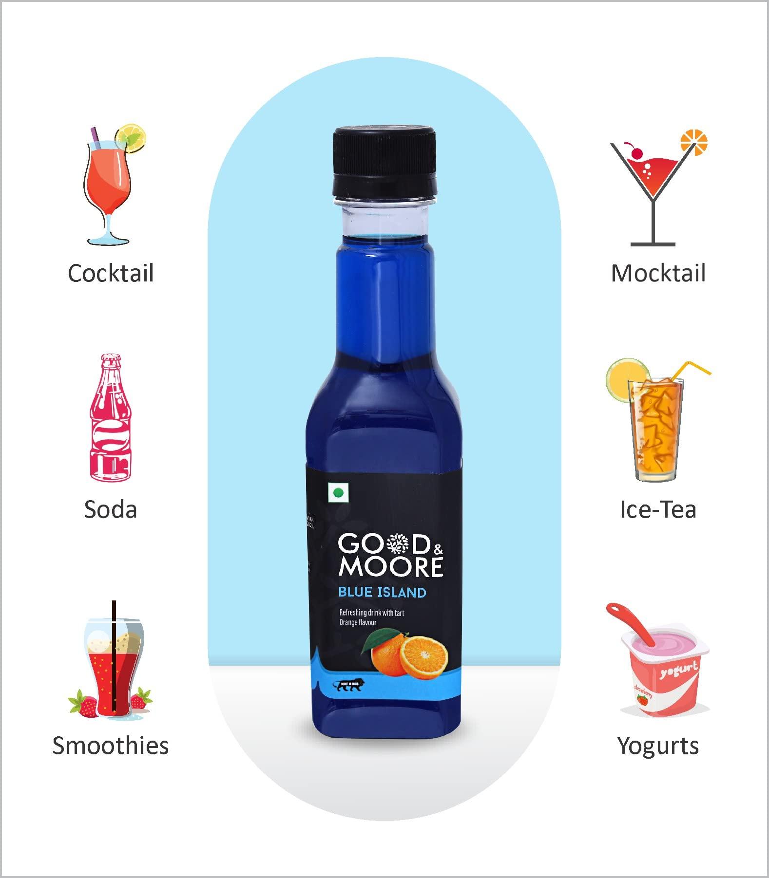 GOOD+MOORE GOOD&MOORE Combo of 2 | Blue Island, Chilli Guava | For Cocktail, Mocktail, Sodas, Ice-teas and more | Concentrated Syrup | Ready to mix | Premium Syrup | (250ml x 2)