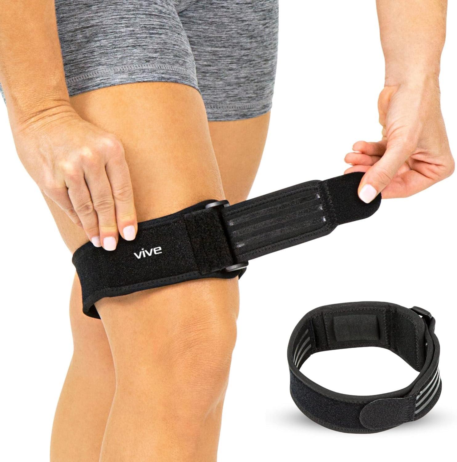 VIVE IT Band Strap by Vive - Best Iliotibial Band Compression Wrap - Outside of Knee Pain Hip Thigh IT Band Syndrome Support Brace for Running and Exercise - Vive Guarantee