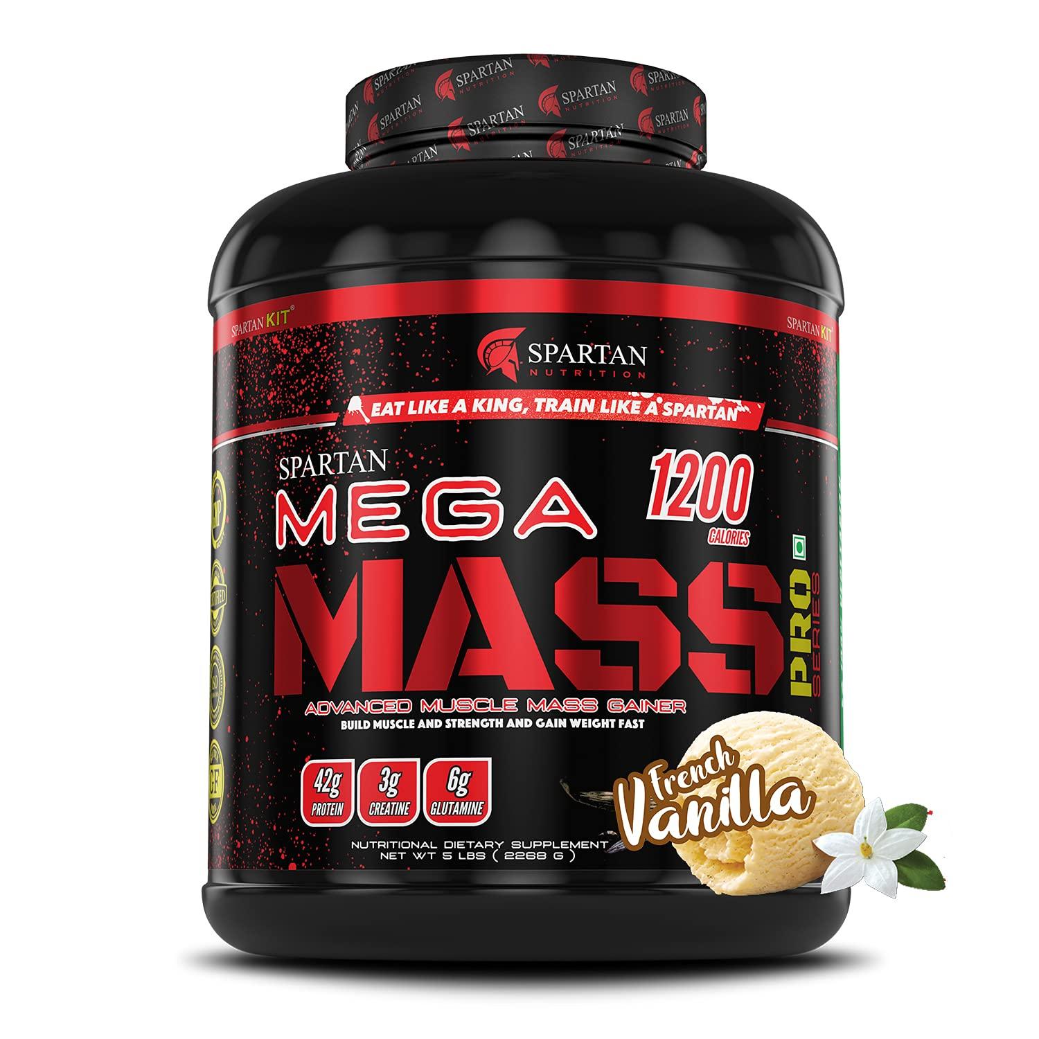 SPARTAN Spartan Nutrition Mega Mass Pro Series Weight/Mass Gainer - 5LBS, French Vanilla