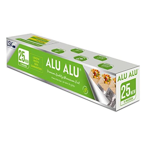 ALUALU ALU ALU 25 New Aluminium Foil, Premium Quality, Keeps Food Fresh Always, Perfect for Food Wrapping, Packing, Storing and Serving (Pack of 1)