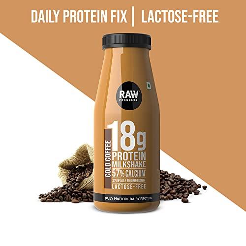 Raw Pressery Raw Pressery Dairy Protein Milkshake, Cold Coffee (12 x 200ml) 18gm Protein, Lactose Free Skimmed Milk, Ready-to-Drink