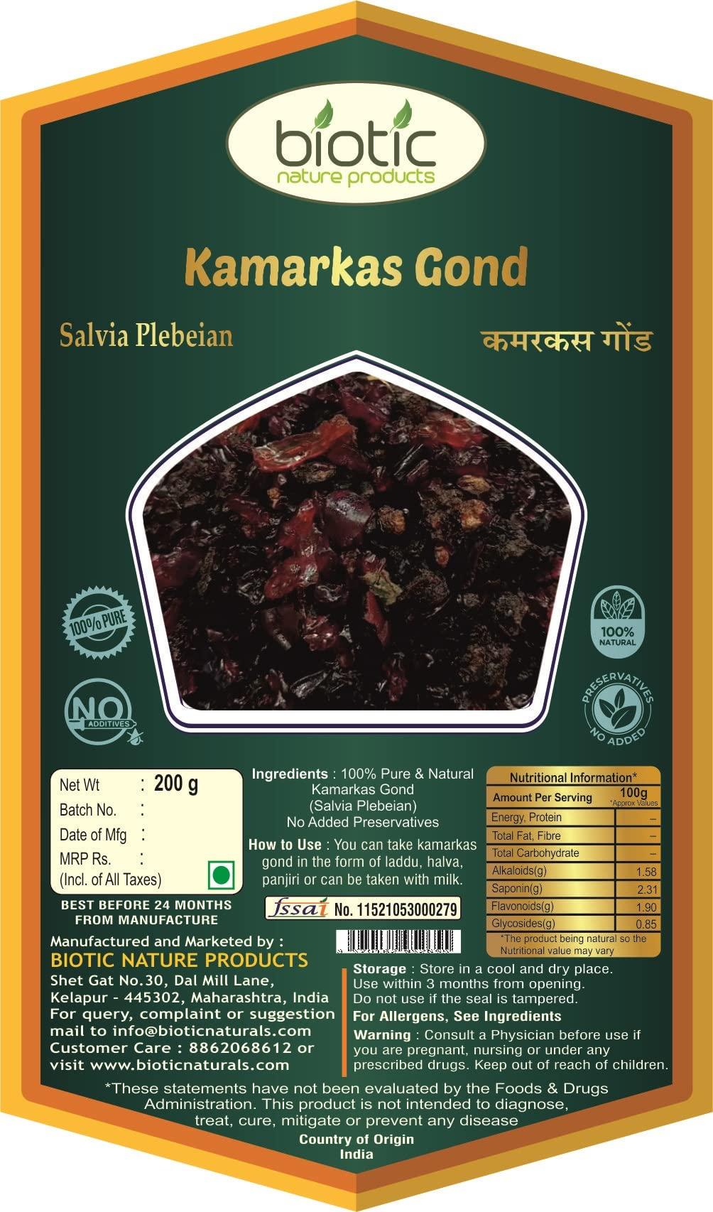Biotic Biotic Natural Fresh Kamarkas Gondh-Palash Gondh-Kamar Kas Gondh-Kamarkash For Laddu-400Gm