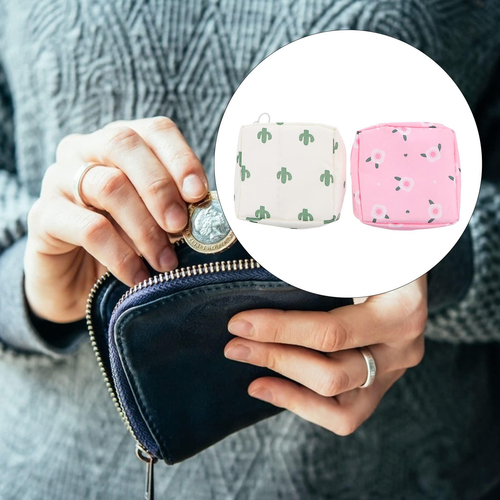 HEALLILY HEALLILY 2pcs Sanitary Napkin Storage Bag Portable Sanitary Napkin Pads Storage Bag with Zipper Pouch for Women and Girls