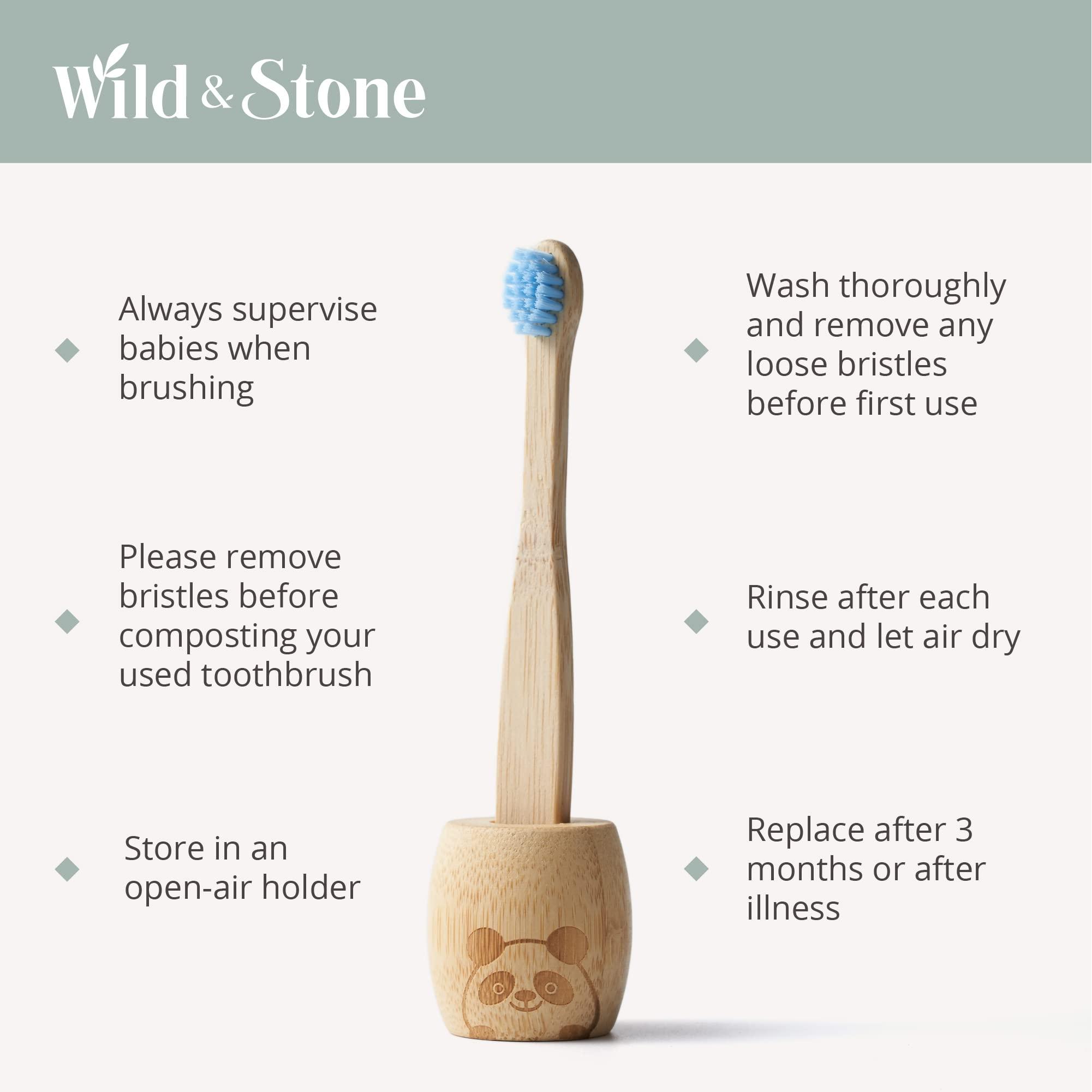 Wild & Stone Wild & Stone Organic Baby Bamboo Toothbrush | Four Colours | Soft Fibre Bristles | 100% Biodegradable Handle | BPA Free | Vegan Eco Friendly Baby Toothbrushes