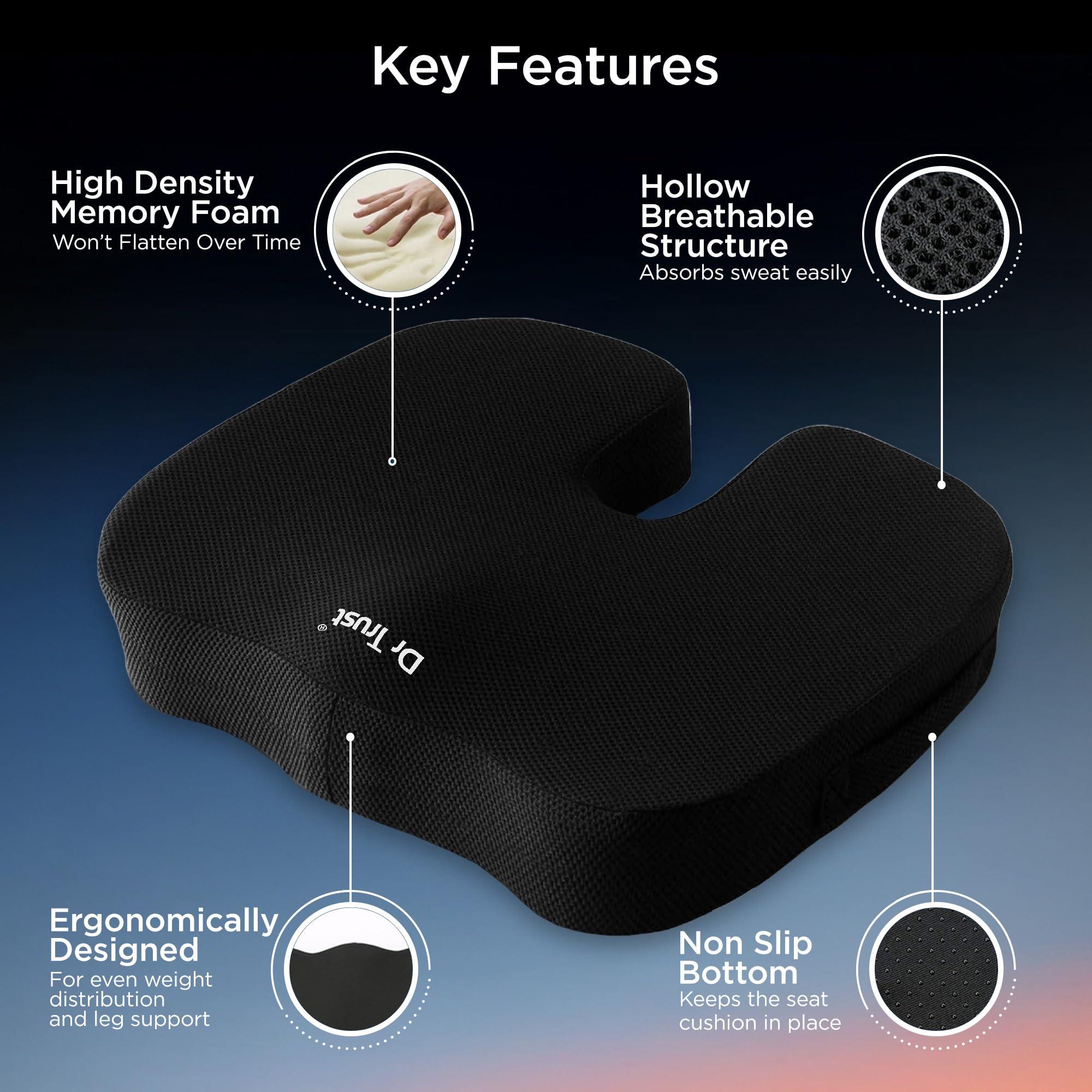 Dr Trust Dr Trust (USA Non-Slip Orthopedic Coccyx Seat Cushion for Tailbone & Sciatica Pain Relief Hip Support