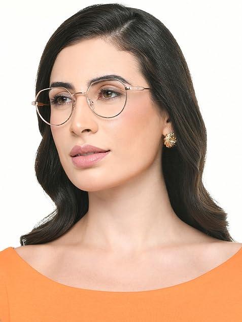LENSKART BLU LENSKART BLU | Zero Power Blue Cut Computer Glasses | Anti Glare, Lightweight & Blocks Harmful Rays | UV Protection Specs | Gold | Men & Women | Medium | LB E17494