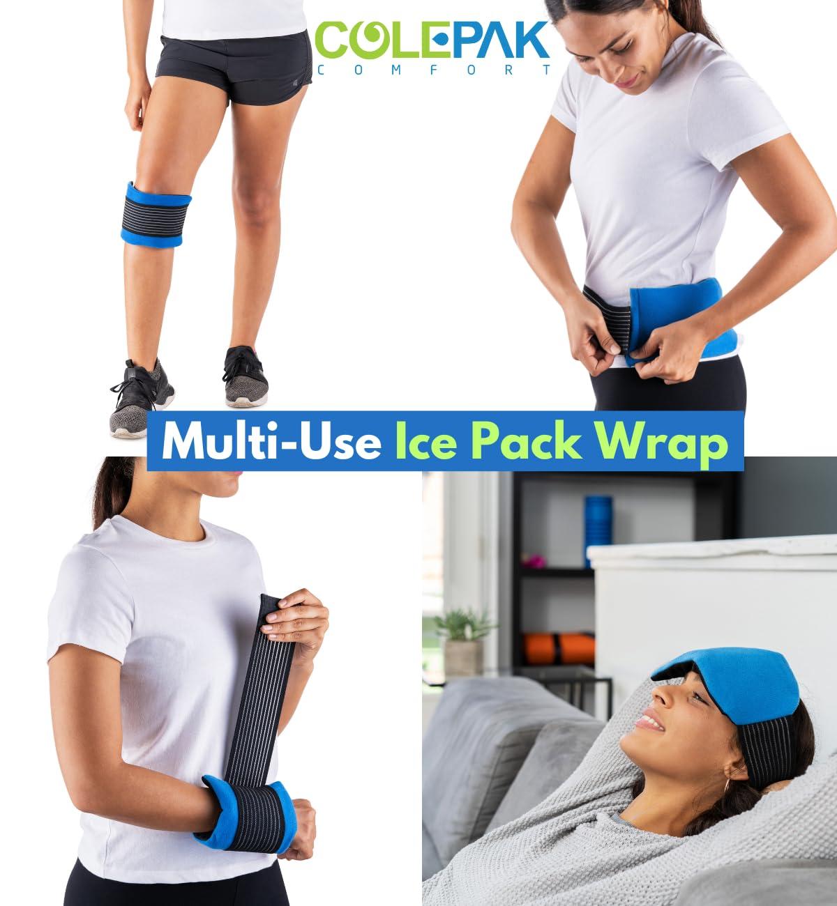 ColePak Comfort ColePak Comfort Ice Packs for Injuries - 2 Reusable Hot Cold Gel Pack & 1 Wrap Pouch - Adjustable Velcro Straps