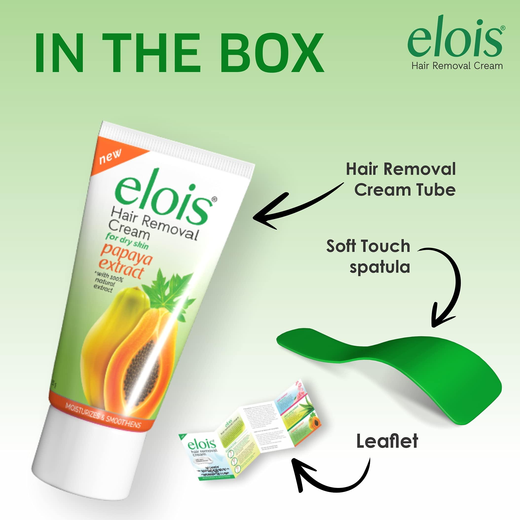 elois Elois Hair Removal Cream for Women | Hair Remover Cream for Bikini Area & Private Parts | Silky Soft Skin with Papaya Essence | 25g (Pack of 4) | For Legs, Underarms & Arms