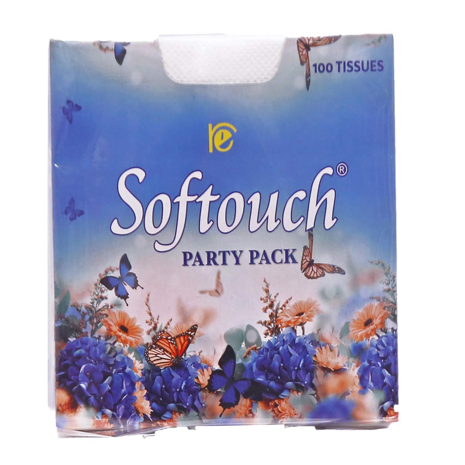 SofTouch Softouch Tissue Paper Napkins 100 Pieces Each Pack | Pack of 3 (300 Pcs) | Soft & Durable | Multipurpose Disposable Tissues for Home, Office & Travel