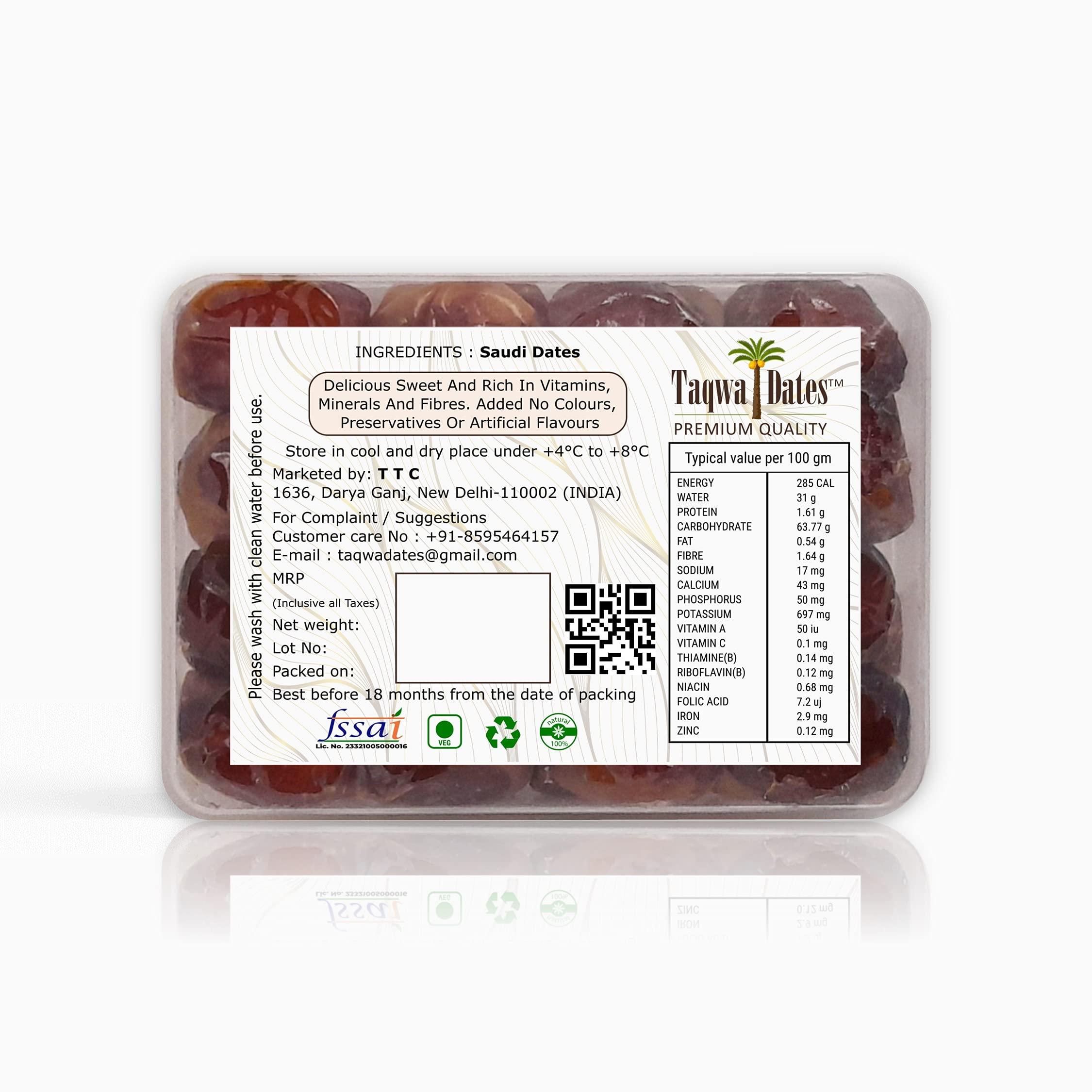 Taqwadates-Premium Quality Taqwa Dates Sukkari Madinah Wet Khajoor Fruit (250 gm) (Pack of 3)