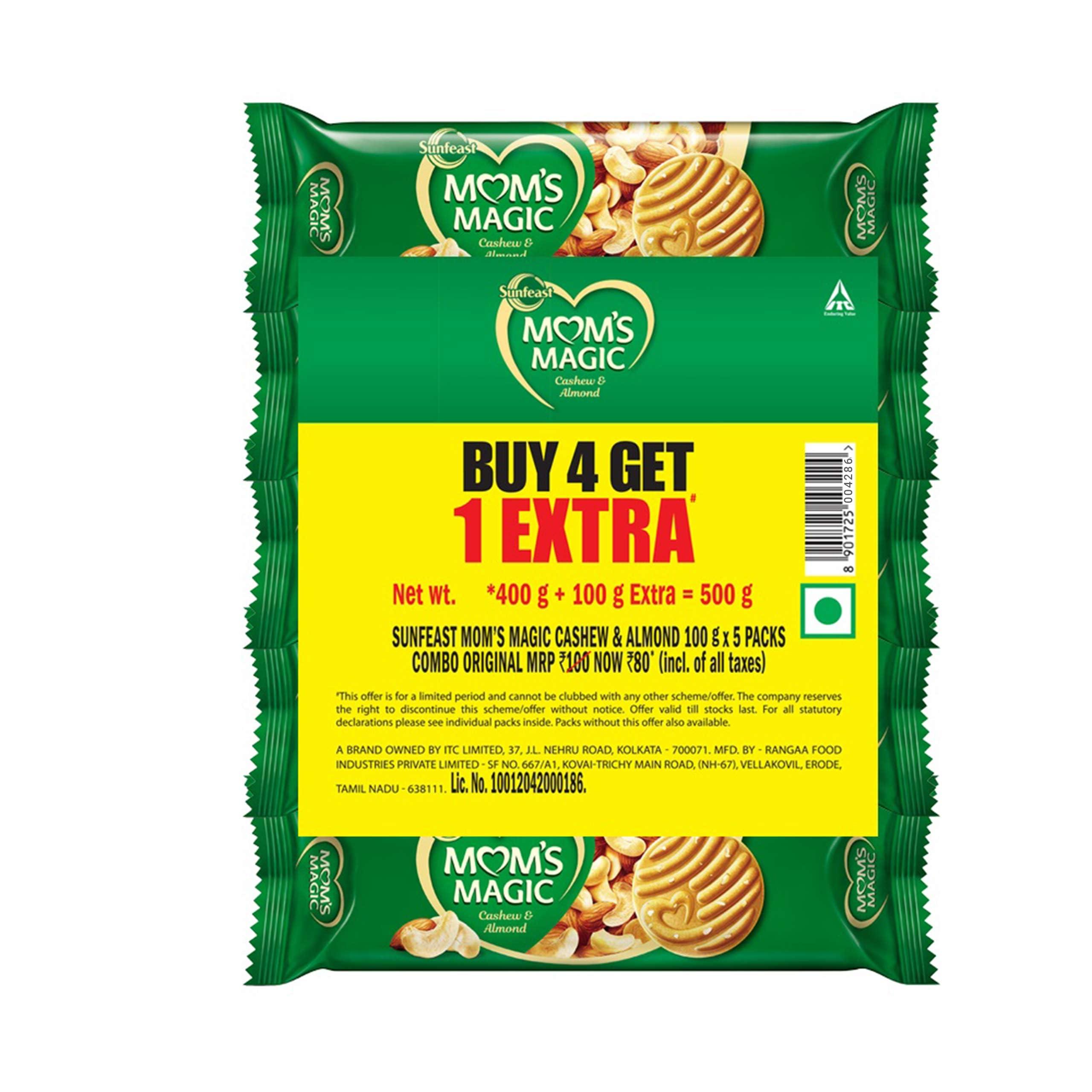 Sunfeast Sunfeast Mom's Magic Cashew and Almond Cookie, 100g (Buy 4 Get 1 Extra)