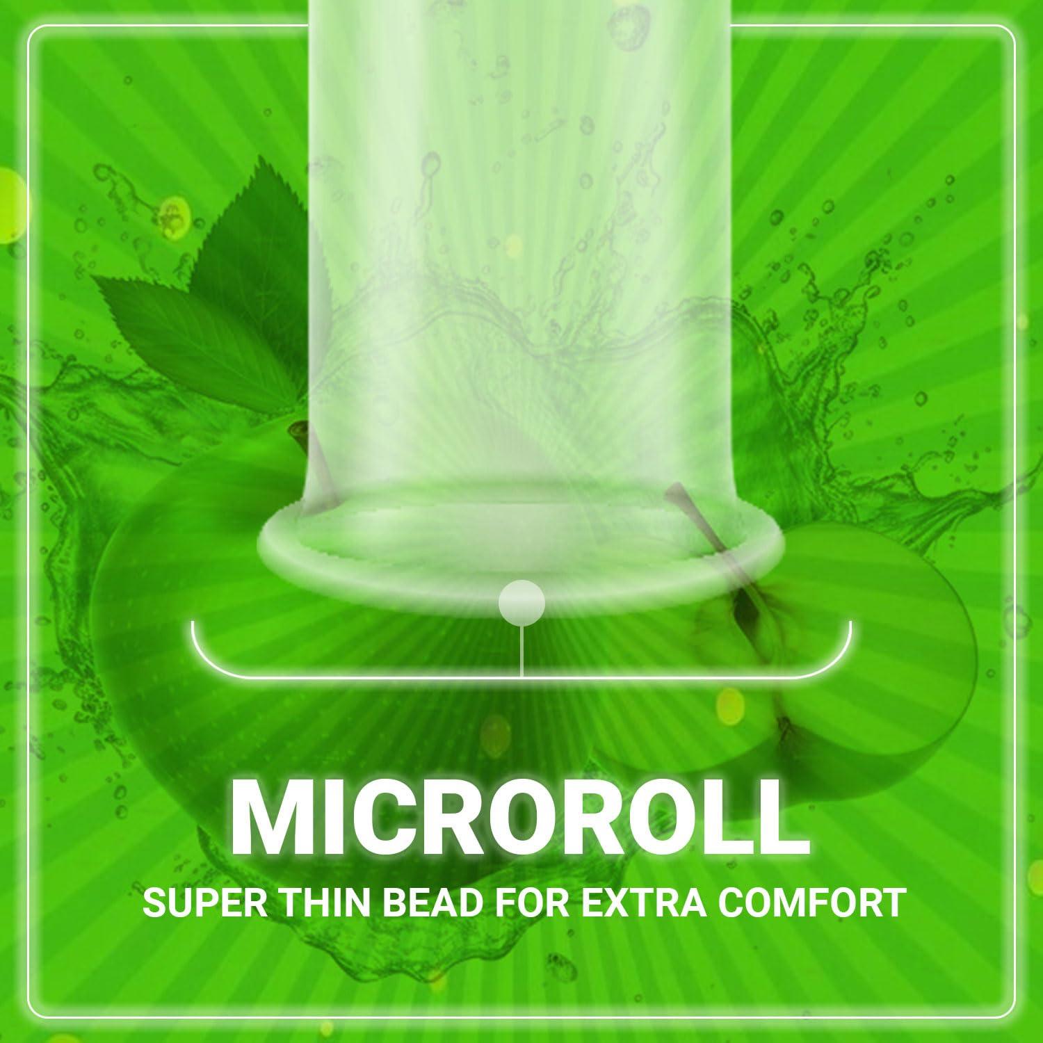 NOTTY BOY NOTTY BOY Extra Thin Without Dotted Condom, Green Apple Flavour For Tangy Twist, Extra Lube With Reservoir Tip - 21 Units (Pack of 7)