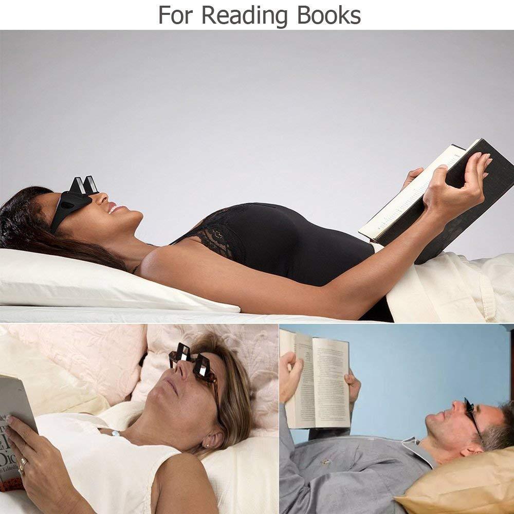 Pevor Lazy Readers Prism Glasses Bed Prism Spectacles Horizontal Eyeglasses for Reading/Watching TV Lying Down in Bed/Sofa, Myopia Presbyopic usable, Unisex