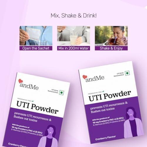 & ME Andme UTI Powder Drink mix 7 sachets 87.5gm, Each sachet 12.5g