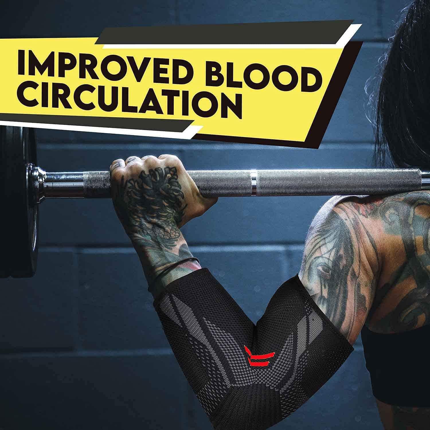 serveuttam serveuttam Nylon Elbow Support For Gym (1 Pc) - Elbow Brace For Men Women Workout | Elbow Compression Sleeves For Tendonitis Pain Relief, Tennis, Volleyball, Cricket - Elbow Pain (Robotic Red, M)