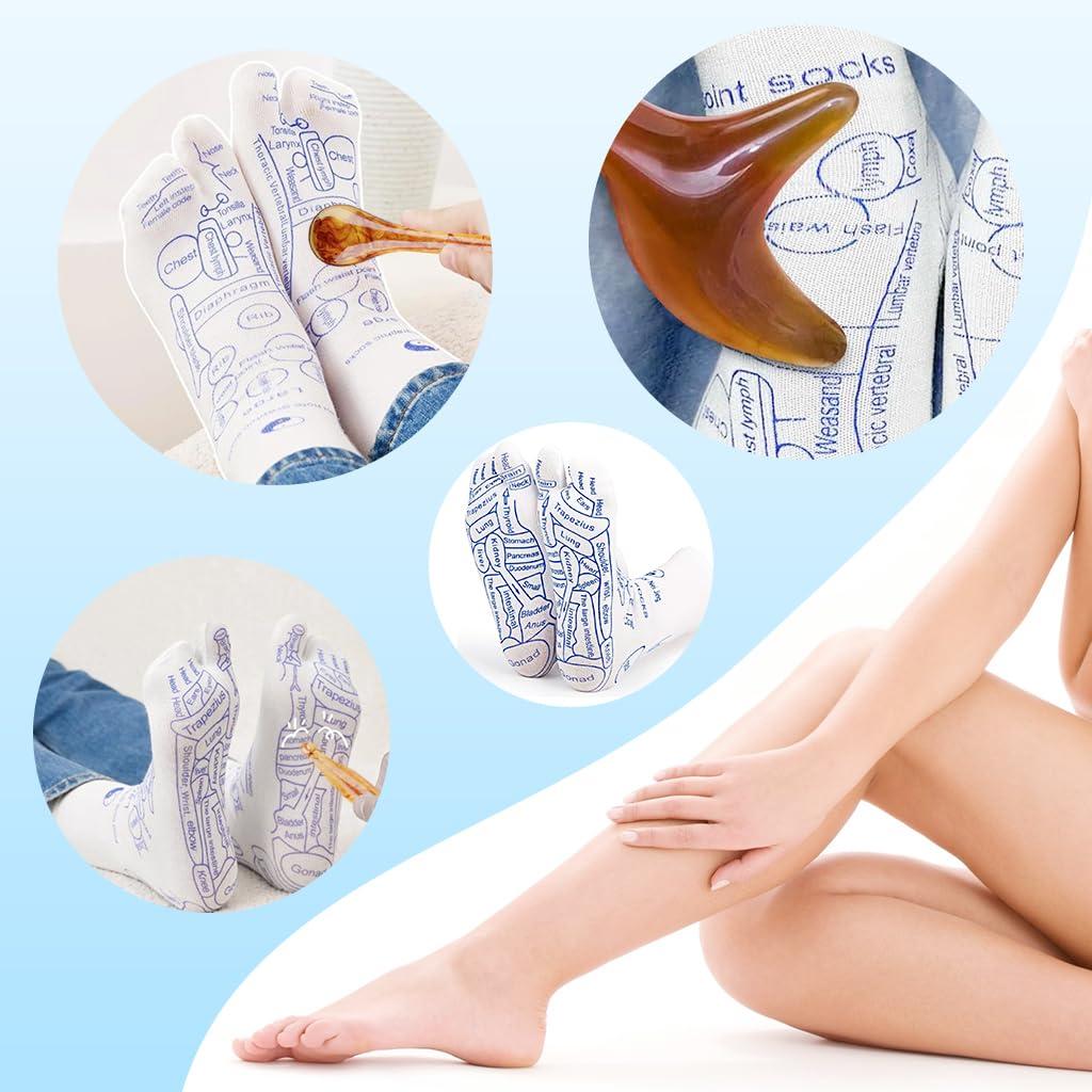 HANNEA HANNEA Reflexology Socks with Amber Acupuncture Point Massage Stick Reflexology Ankle Socks for Trigger Point Massage Women Therapeutic Socks for Relaxation